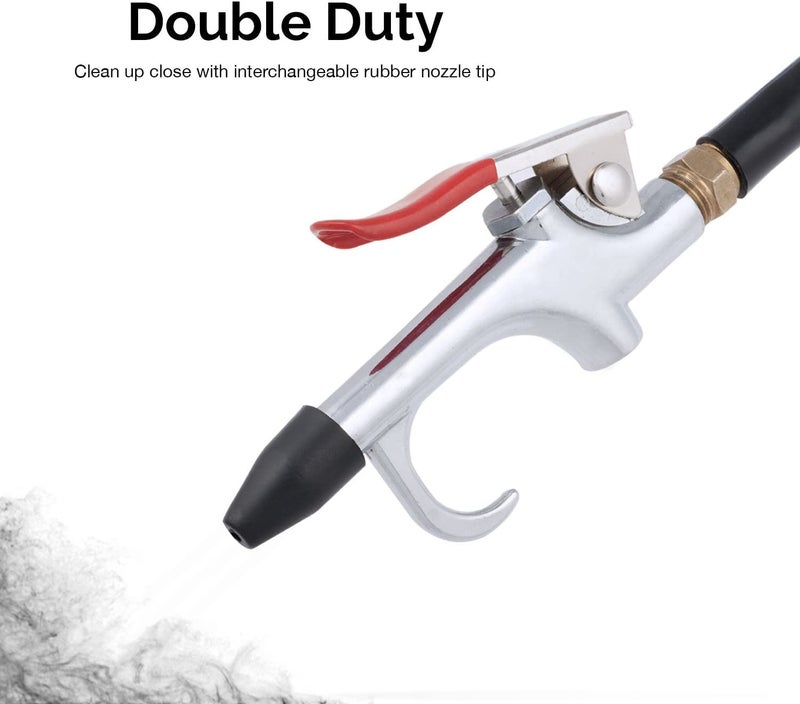 Hiltex 31111 Long Reach Pneumatic Air Blow Gun | 24â€ Length | 1/4" NPT Air Inlet | Angled Aluminum Nozzle with Pistol Grip Trigger | Rubber Tip - Image 4